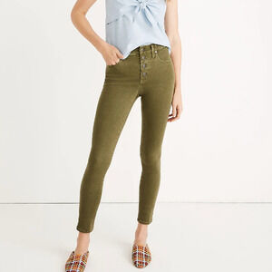 Madewell 9" High Riser Skinny Skinny Crop Jeans Olive 25 $118
